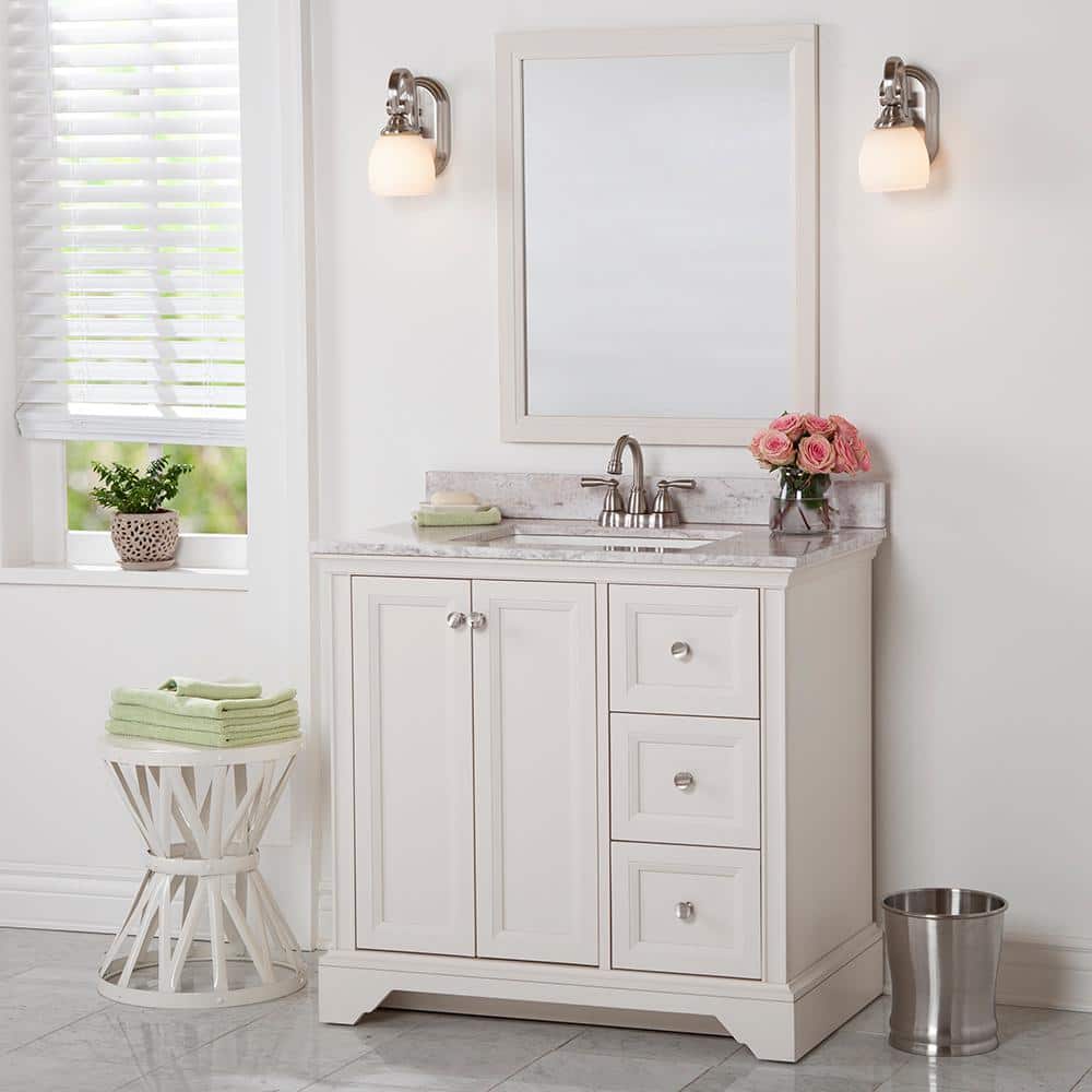 Home Decorators Collection Stratfield 36 in. W x 22 in. D x 39 in. H Single Sink Bath Vanity in Cream with Winter Mist Cultured Marble Top, Ivory -  SF36P2V20-CR