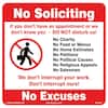 12 in. x 12 in. No Soliciting Sign Printed on More Durable Thicker Longer Lasting Styrene Plastic