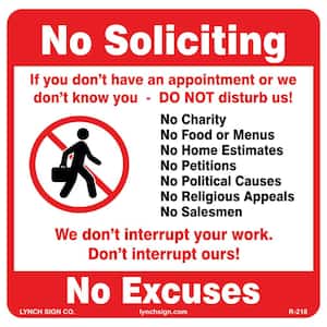 12 in. x 12 in. No Soliciting Sign Printed on More Durable Thicker Longer Lasting Styrene Plastic