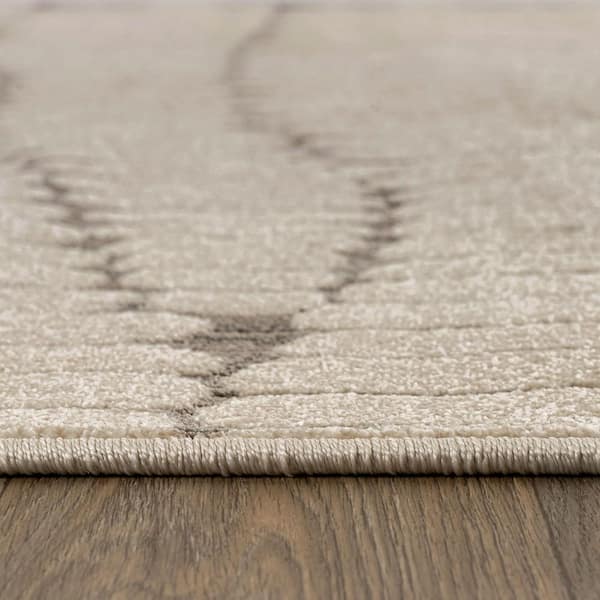 Pebble Abture Indoor High-Low Area Rug 2 ft. x 4 ft. Cream