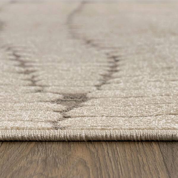 Pebble Abture Indoor High-Low Area Rug 5 ft. x 7 ft. Cream