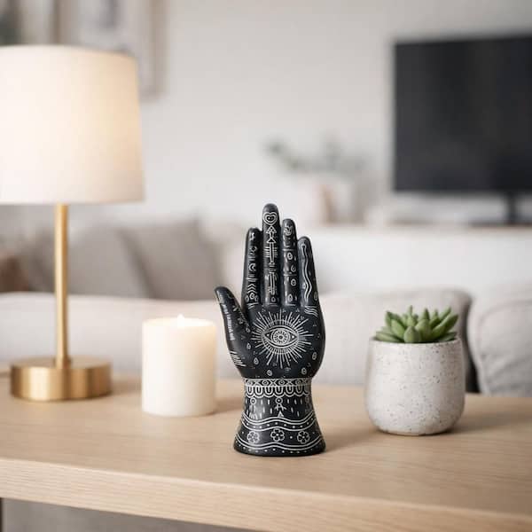 レジン　ハンドメイド　386 Liv & Skye Black 10 in. Resin Tattoo Hand Sculpture 18106-01 - The