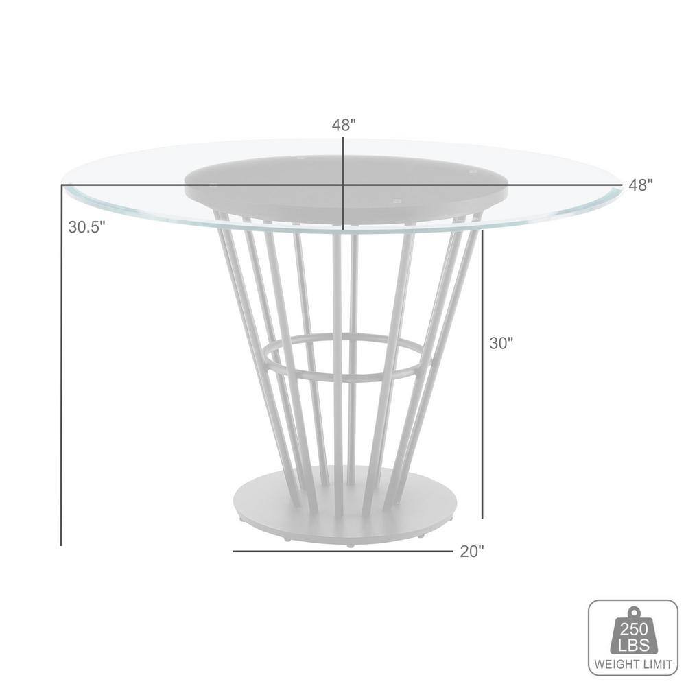 Veronica 48'' Round Glass and Walnut Dining Table