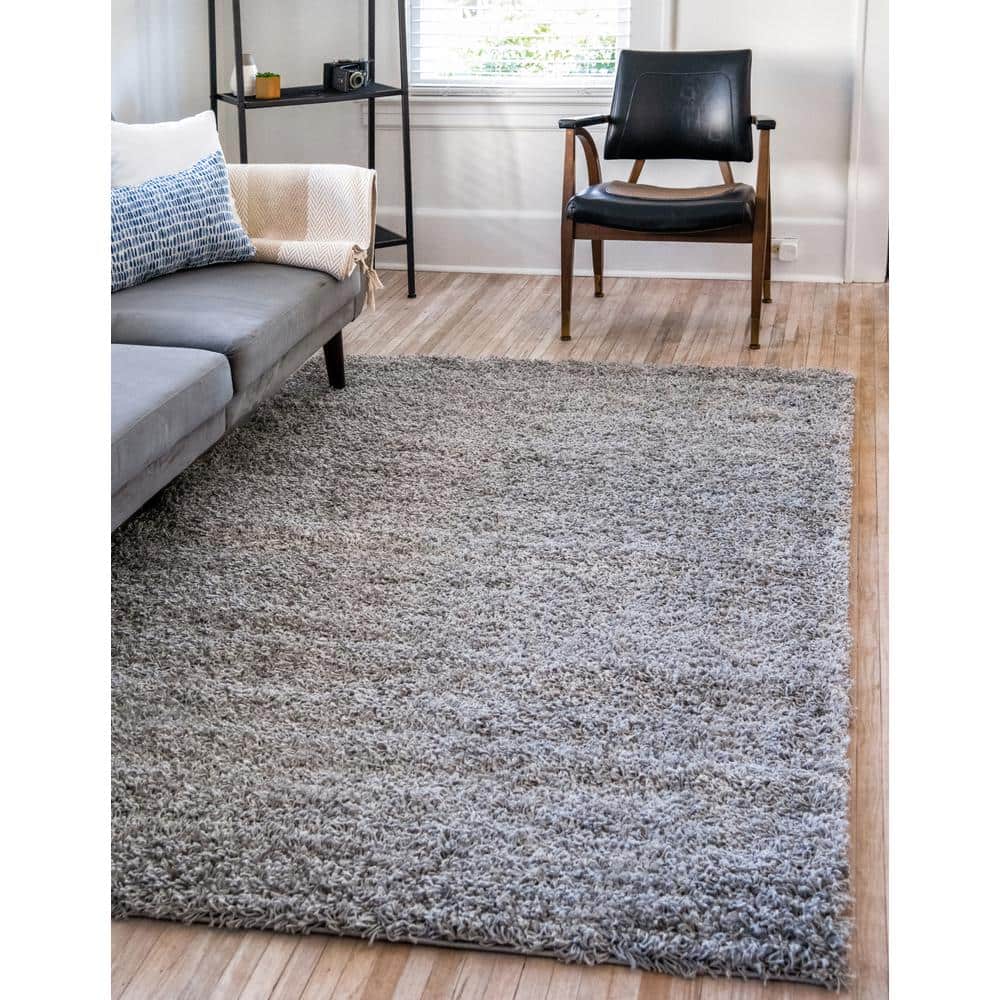Cloud Gray Solid Shag 4' x 6' Easy Care Area Rug