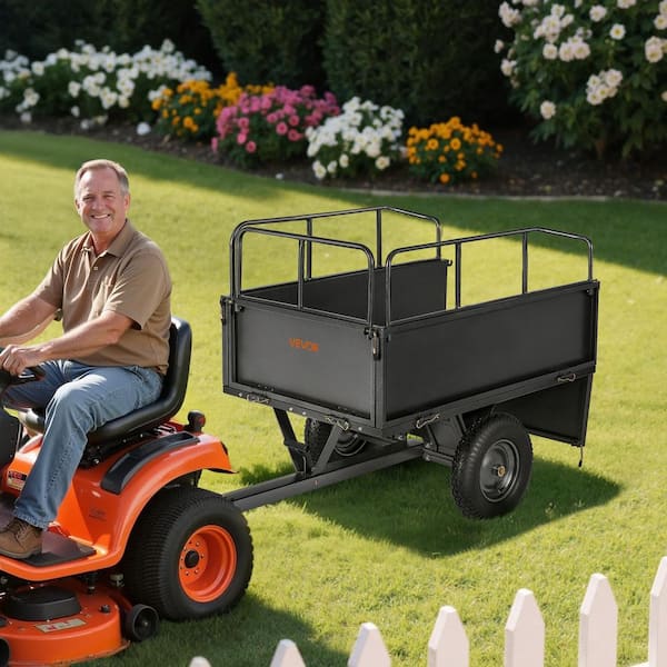 Garden Utility Trailer, 600 lbs. Capacity, 17 cu. ft. Steel Garden Cart, ATV/UTV Tow, 16 in. Tires, Pedal, 2025 update