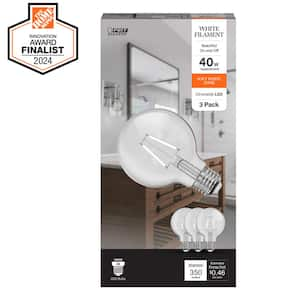 40-Watt Equivalent G25 Globe Dimmable White Filament Clear Glass E26 LED Vintage Edison LIght Bulb, Soft White (3-Pack)