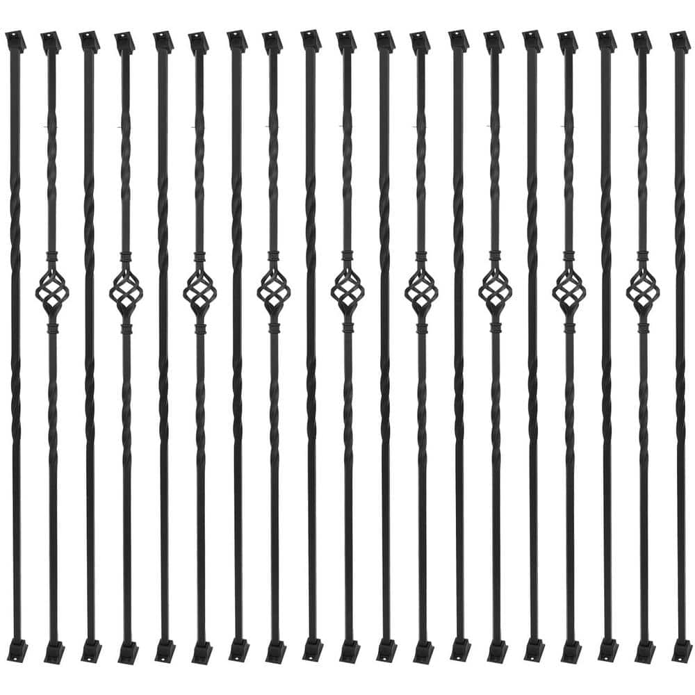 44 in. x 2 in. Iron Balusters Hollow Single Basket with Knuckles Double Twist and Swivel Shoes-(30-Pack) price history on PriceWatchPro