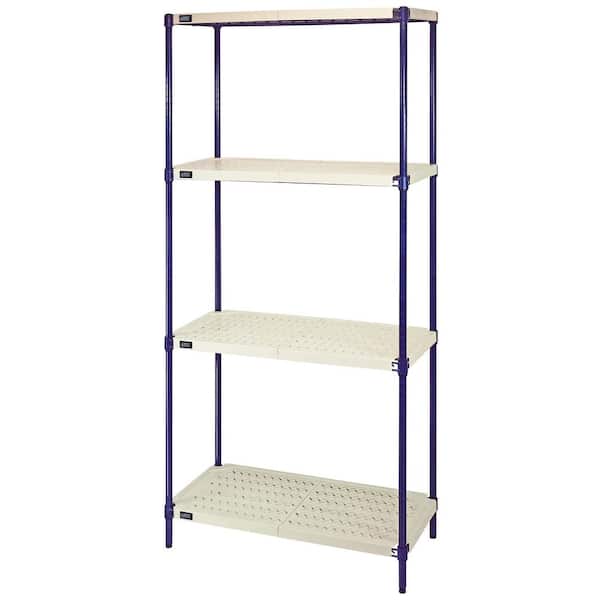 QUANTUM STORAGE SYSTEMS Blue 4-Tier Plastic Shelving Unit (30 in. W x 72 in. H x 24 in. D)