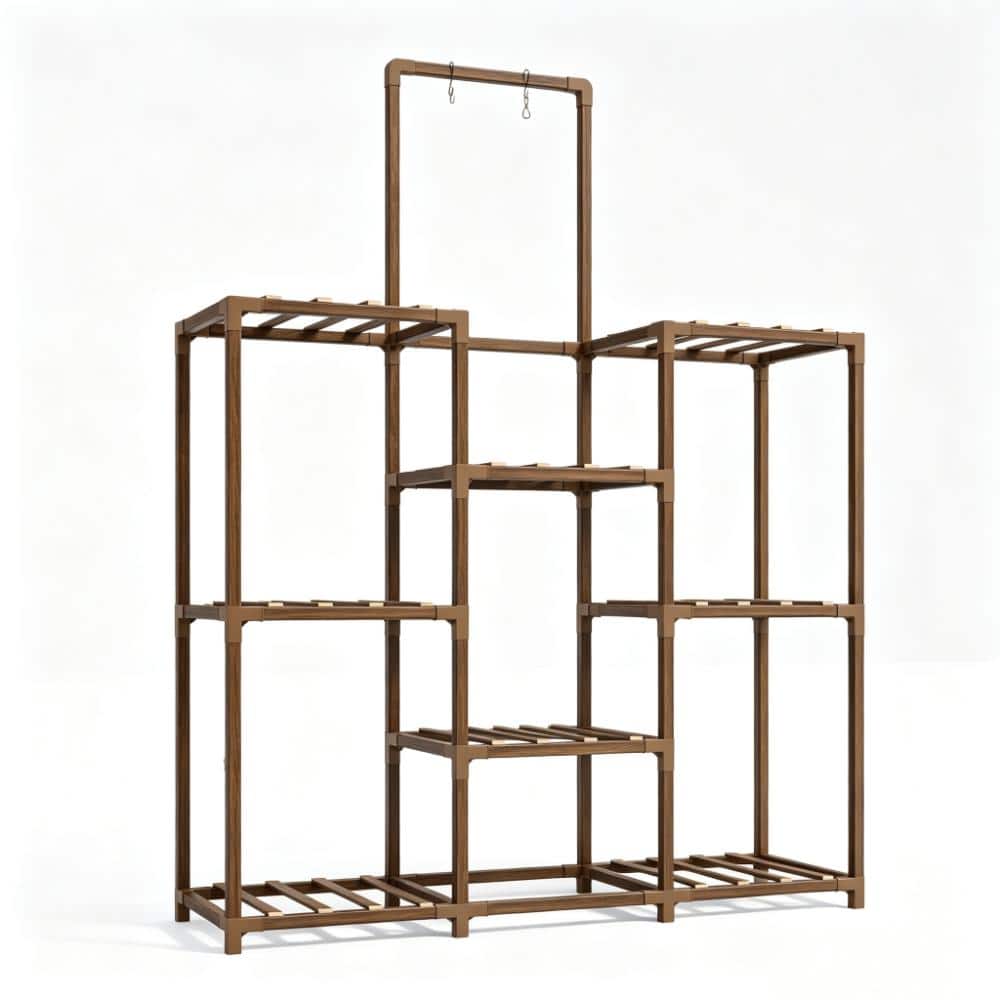 47.3 in. H Wood Plant Stand Indoor Tall Plant Stand Outdoor,Plants Shelf with 10-12 Pots