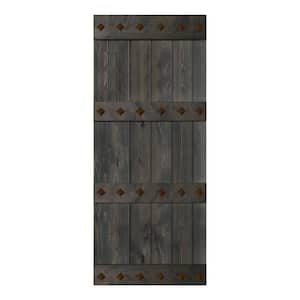 Mid-Century Style 38 in. x 84 in. Carbon Gray Finished DIY Knotty Pine Wood Sliding Barn Door Slab