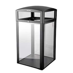40 Gal. Transparent Panel Stainless Steel Vented Commercial Outdoor Garbage Trash Can with Lid