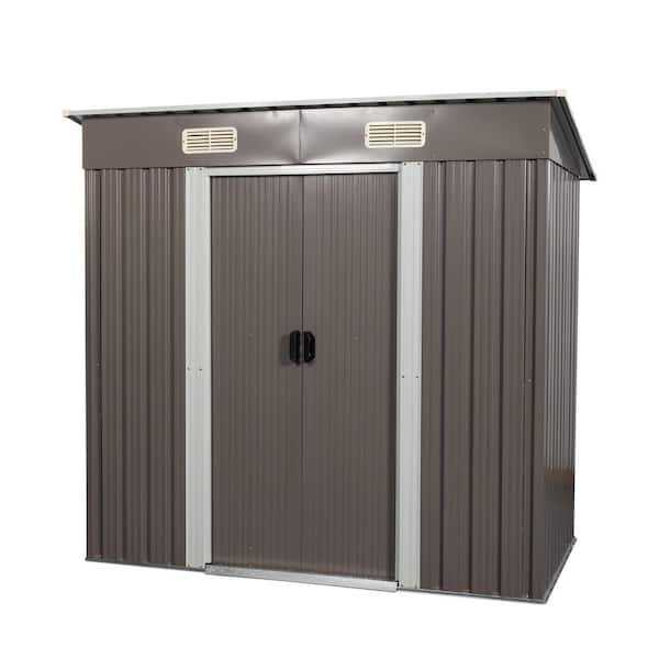 6 ft. W x 4 ft. D Gray Metal Shed with Metal foundation (24 sq. ft. )
