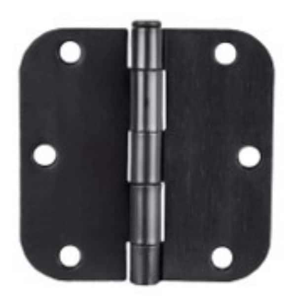 Global Door Controls 3.5 in. x 3.5 in. Matte Black Full Mortise Residential 5/8 in. Radius Standard Door Hinge with Removable Pin-(Set of 12)