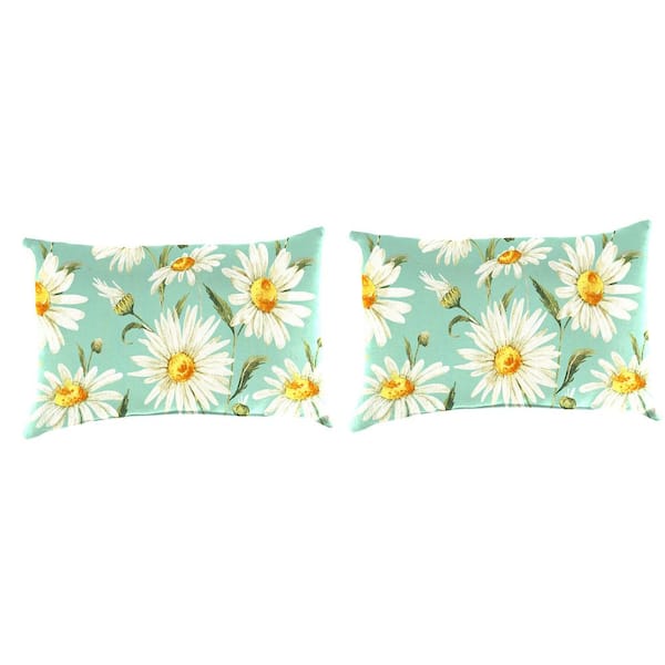 Jordan Manufacturing 19 in. L x 12 in. W x 5.5 in. T Outdoor Lumbar Throw Pillow in Daphne Iceberg (2-Pack)