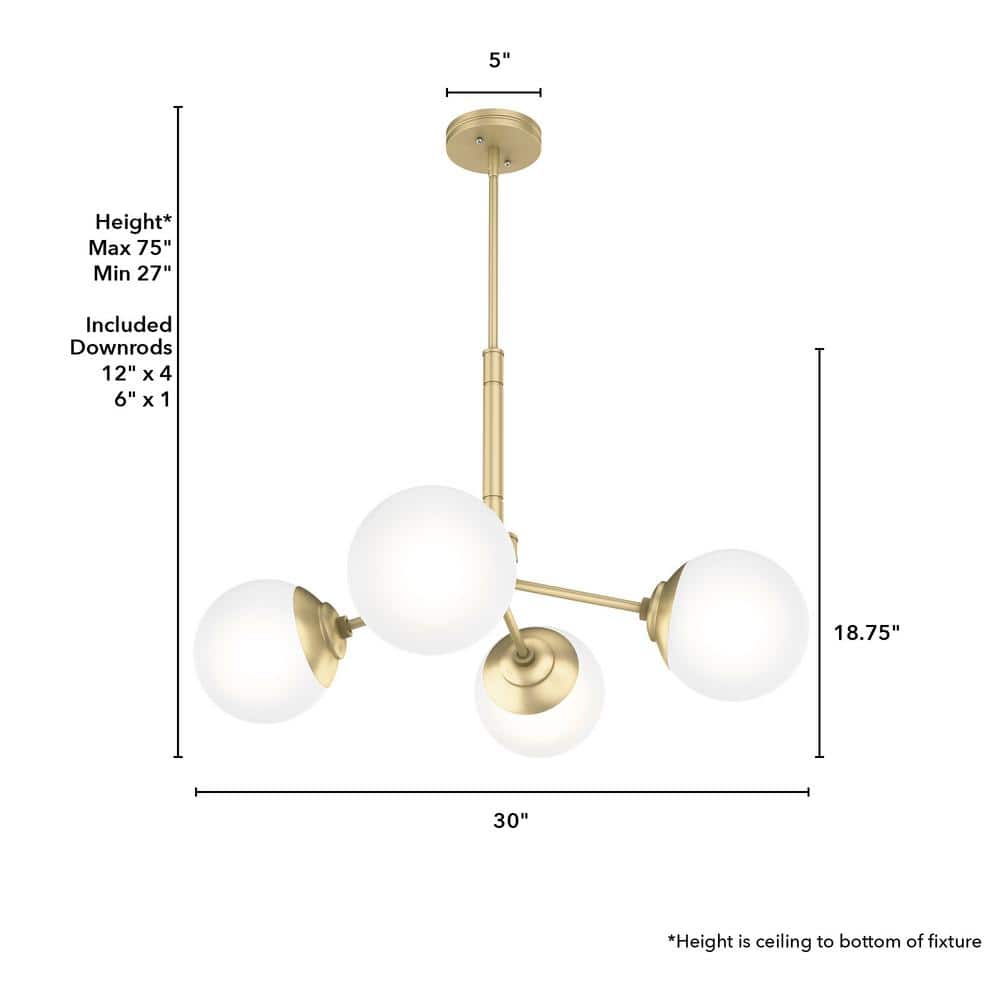 Hepburn 30" Modern Brass Sputnik Sphere Chandelier