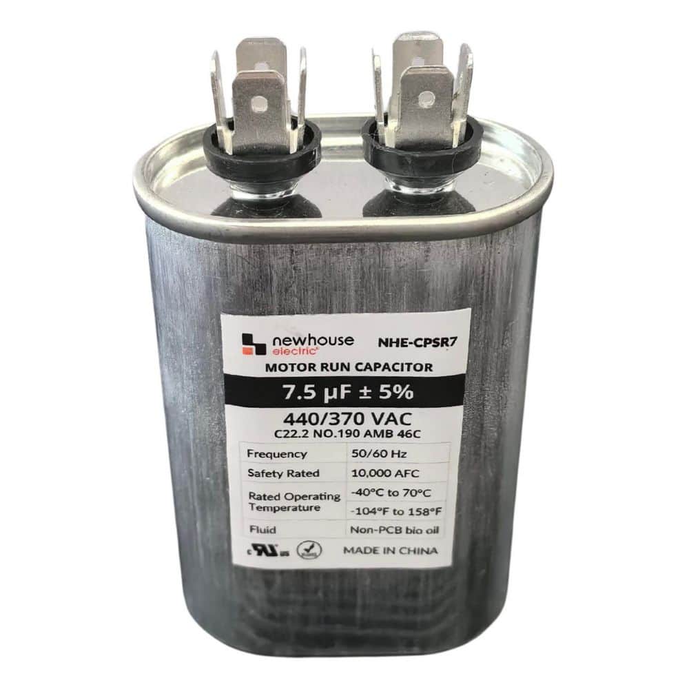 Single Run Capacitor 7.5 MFD 440/370 VAC for Air Conditioner and Heat Pump Systems, Oval, Metal price history on PriceWatchPro