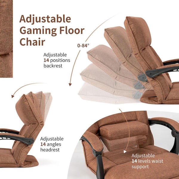 Costway Adjustable 14-Position Floor Chair Folding Lazy Gaming Sofa Chair  Cushioned coffee
