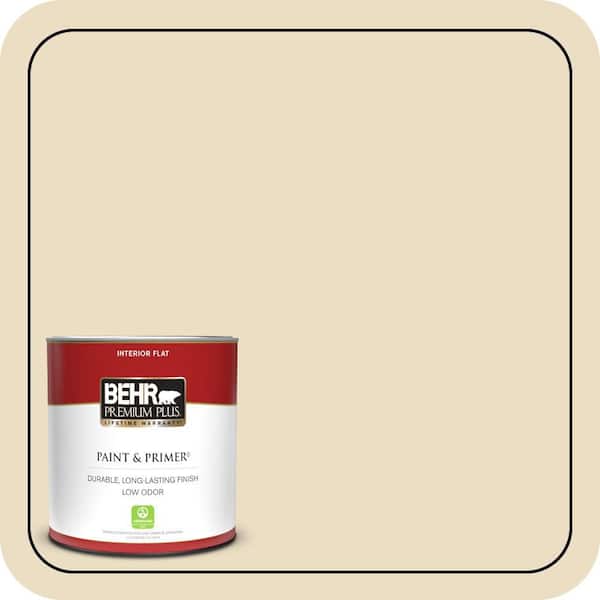 BEHR PREMIUM PLUS 1 qt. #22 Navajo White Flat Low Odor Interior Paint & Primer