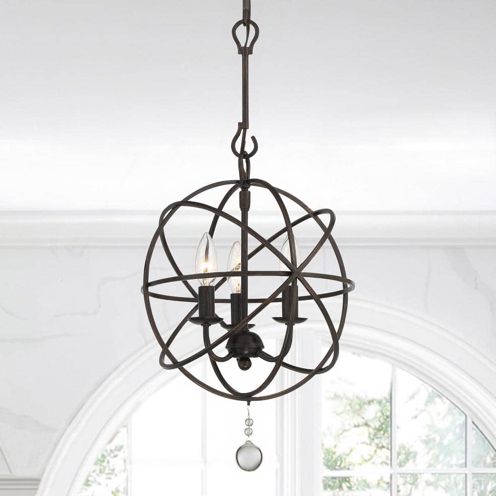 English Bronze Mini Chandelier with Clear Glass Beads