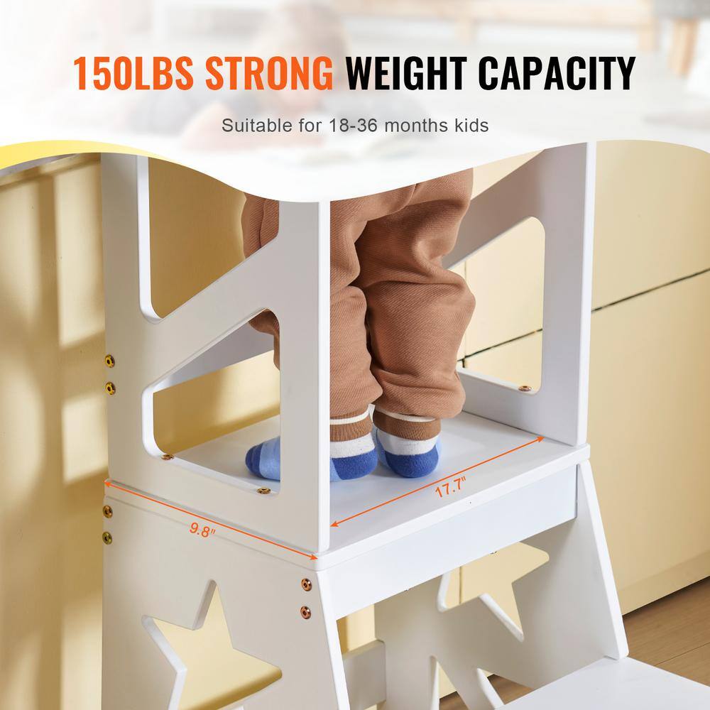 White Pine Wood Toddler Step Stool with Safety Rail
