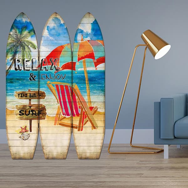 HomeRoots Mariana 71 in Classic Multicolor Surfboard Screen Panel 342730 -  The Home Depot