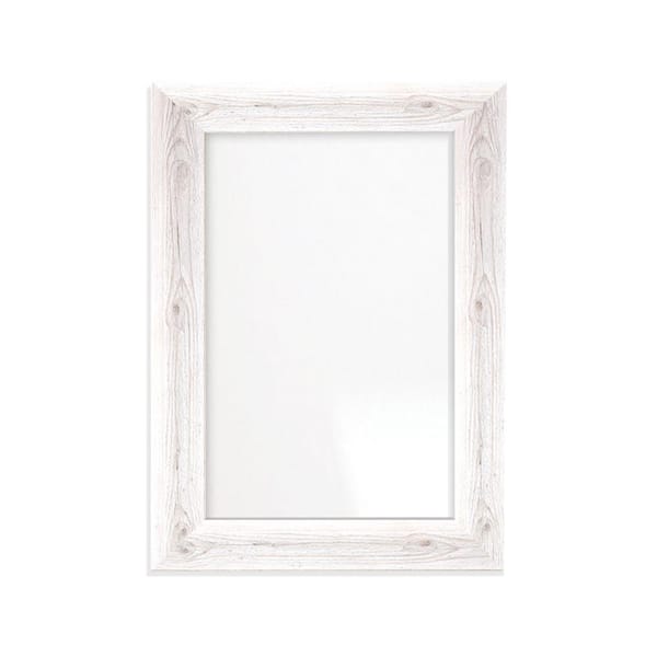 BrandtWorks 23 in. W x 33 in. H Coastal Weather Beaten White Sloped Wall Mirror