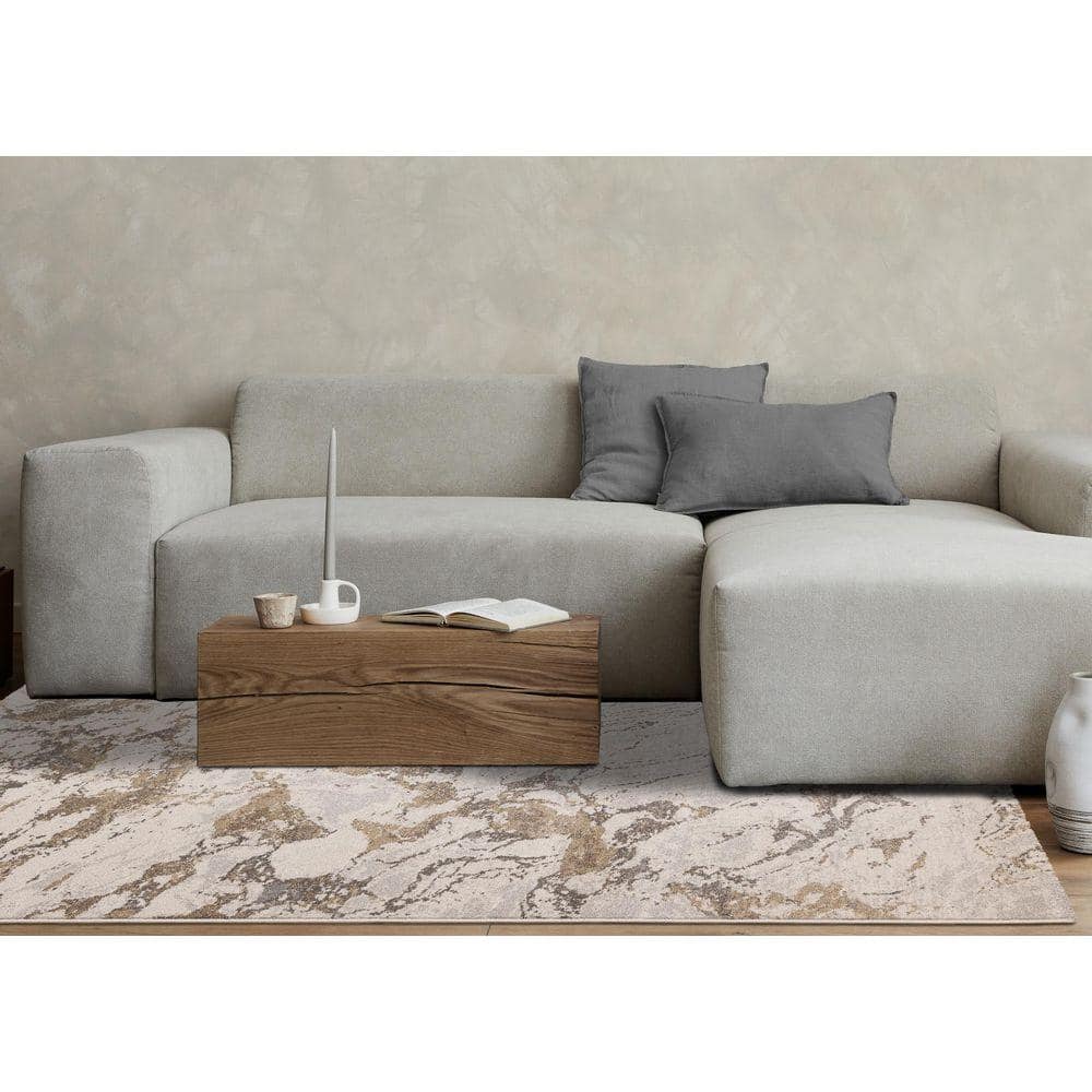 Sereni Collections 8 ft. x 11 ft. White Distressed, Organic Indoor Area Rug
