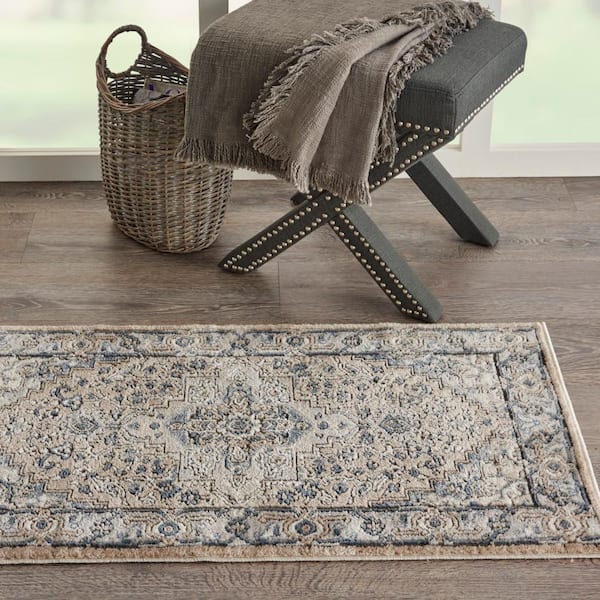Concerto Beige/Grey doormat 2 ft. x 4 ft. Abstract Rustic Kitchen Area Rug