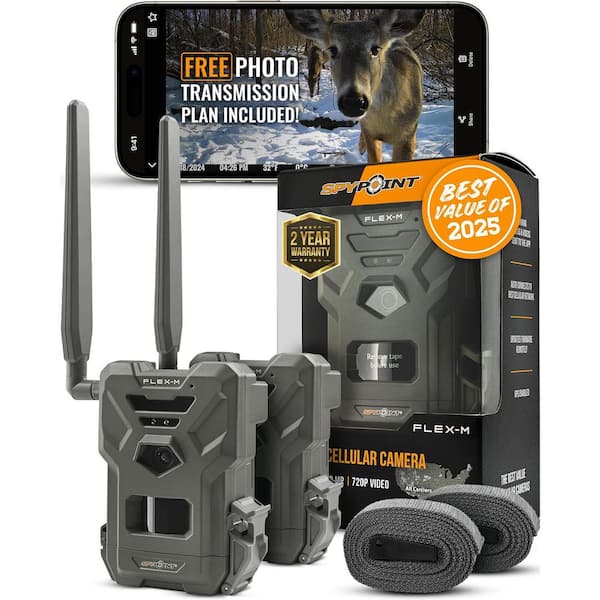 Flex-M Twin Pack Cellular Trail Cameras, GPS, Night Vision, Dual-Sim LTE, 28MP Photos, 720p Videos plus Sound (2)