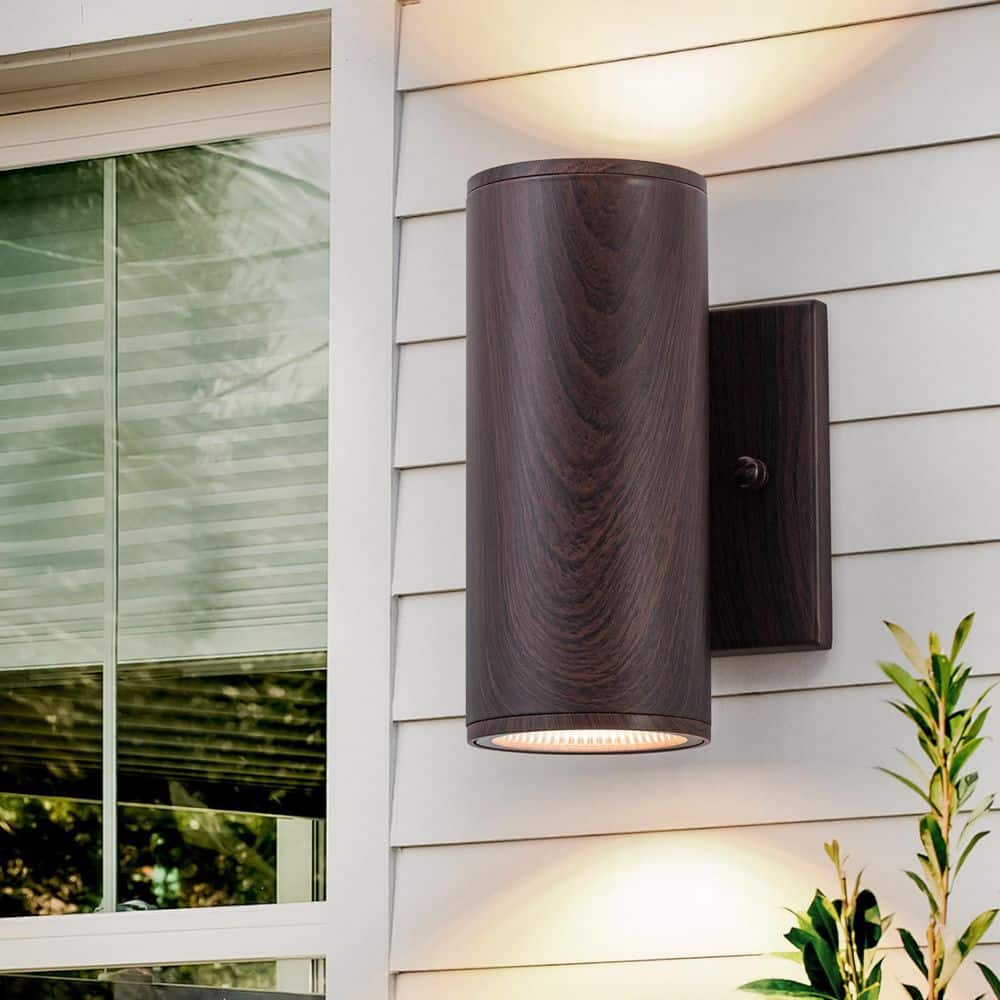 EDISLIVE Alexa 2-Light LED Cylinder Outdoor Wall Sconce with Black