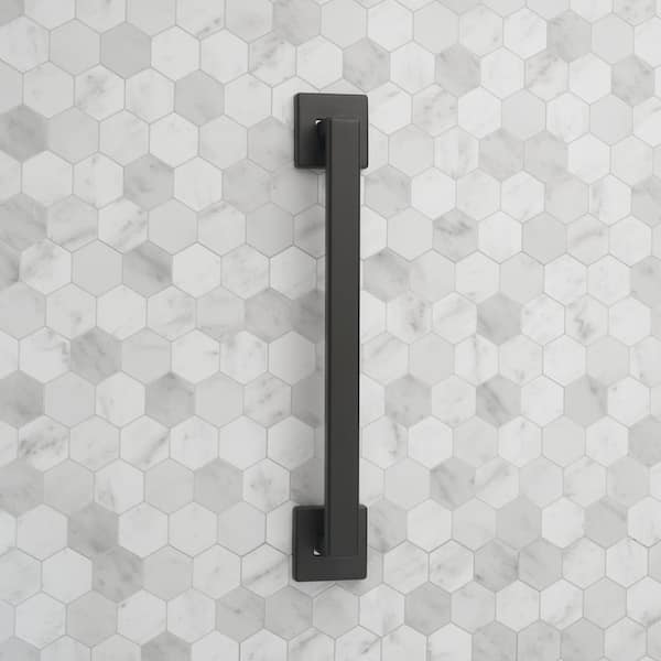 Glacier Bay 12 in. Soft Square Style Grab Bar in Matte Black 068