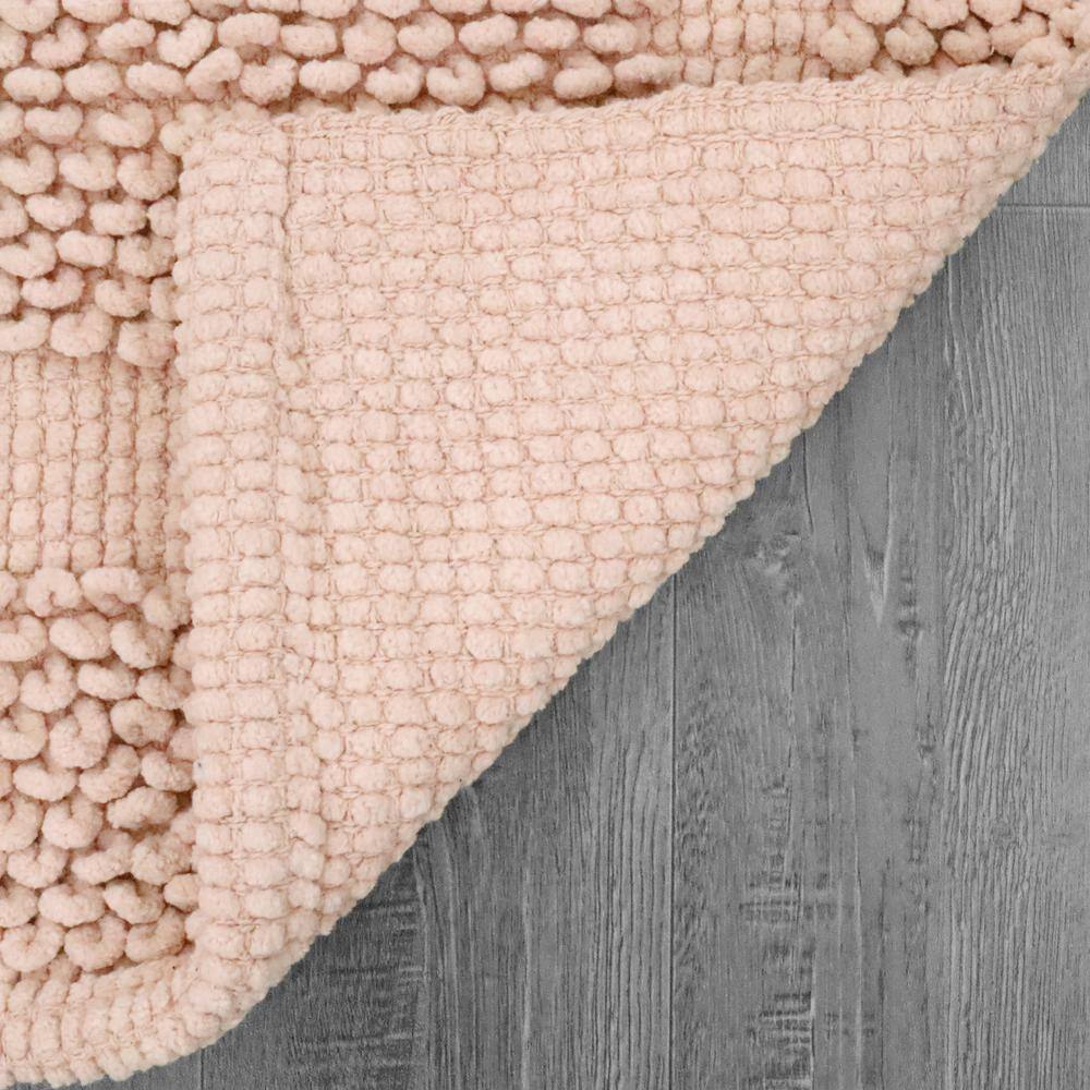 Pink Dusty Rose Cotton Chenille Non-Slip Bath Mat 27" x 45"