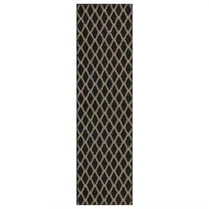 Basics Prism Black 2 ft. x 7 ft. Transitional Tufted Geometric Lattice Polyester Runner Area Rug