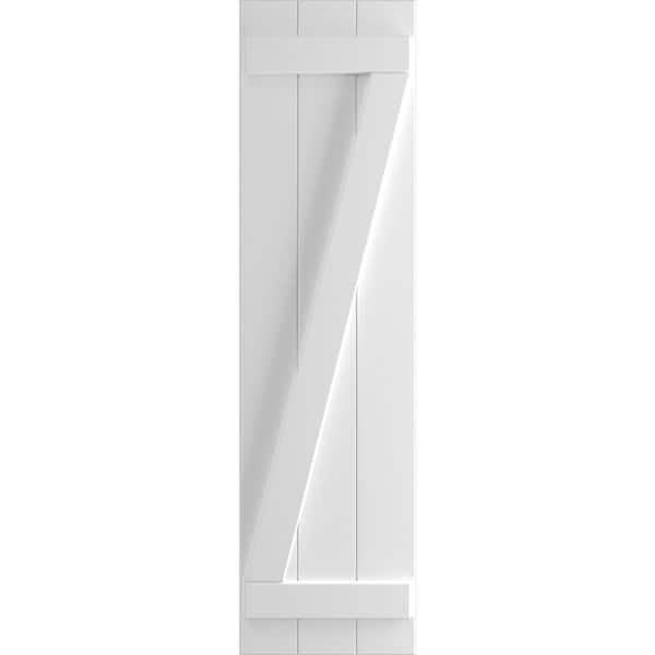 Ekena Millwork 16-1/8 in. x 27 in. True Fit PVC 3-Board Joined Board and Batten Shutters with Z-Bar, Unfinished (Per Pair)