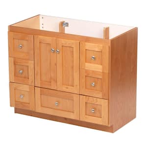 Shaker 42 in. W x 21 in. D x 34.5 in. H Bath Vanity Cabinet without Top in Natural Alder