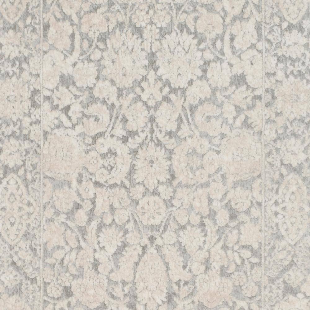 Light Grey and Cream Floral Synthetic Runner Rug, 2'3" x 6'