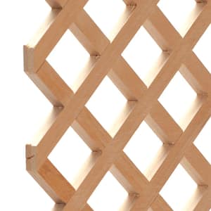 24 in. x 35-3/4 in. x 3/8 in. Unfinished Diagonal Solid North American Red Oak Lattice Panel Insert