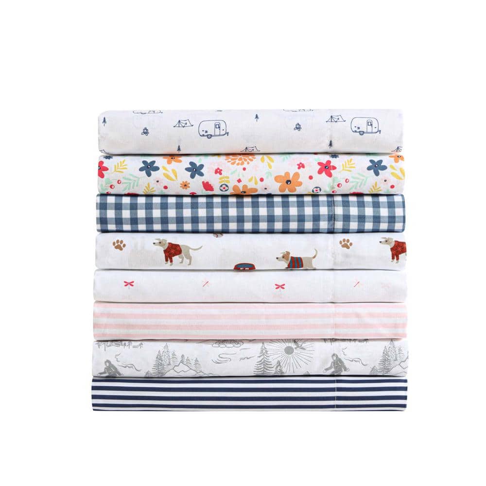 Queen Size White and Blue Polyester Microfiber Bedding Set