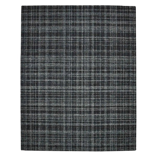 9 ft. x 12 ft. Multi-Colored Wool Plaid Hand Tufted Area Rug