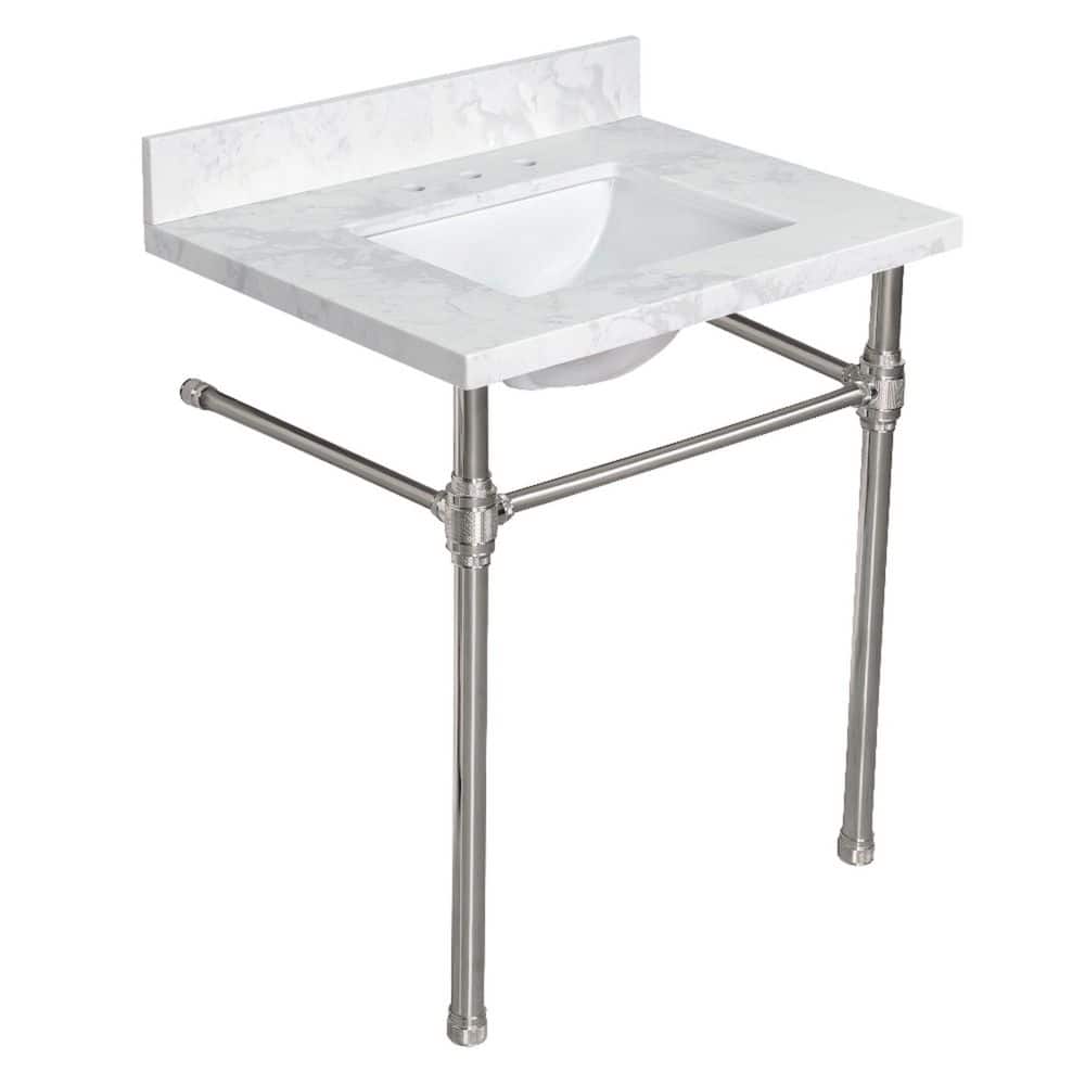 Mayorca 31 in. x 22 in. Console Sink Combo in Quartz White/Polished Nickel with Legs price history on PriceWatchPro