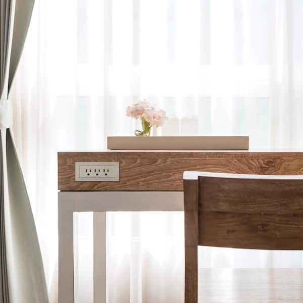 radiant 15 Amp Nickel 3-Outlet Recessed Furniture Power Strip with 6 Ft. Cord