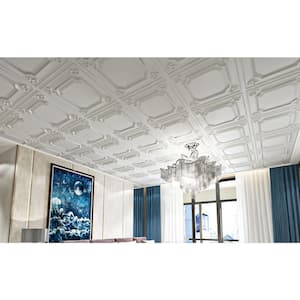 White 2 ft. x 2 ft. Decorative Drop Ceiling Tiles Wainscoting Panels Glue Up (48 sq. ft./box)