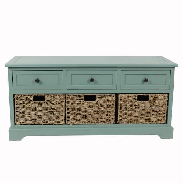 Decor Therapy Montgomery Antique Iced Blue Storage Bench