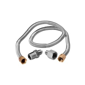 36 in. Whistle Free Flex Hose for Gas Fire Pits, 3/8 in with 1/2 in. NPT Adapters
