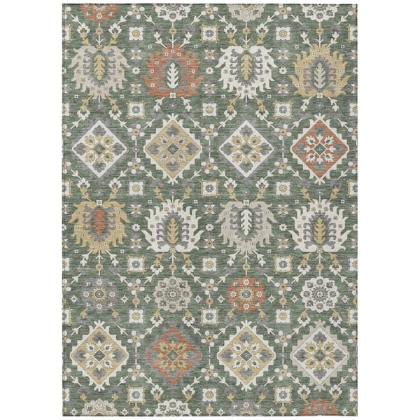 Chantille Machine Washable Indoor/Outdoor Abstract ACN2200 Green 9 ft. x 12 ft. Area Rug