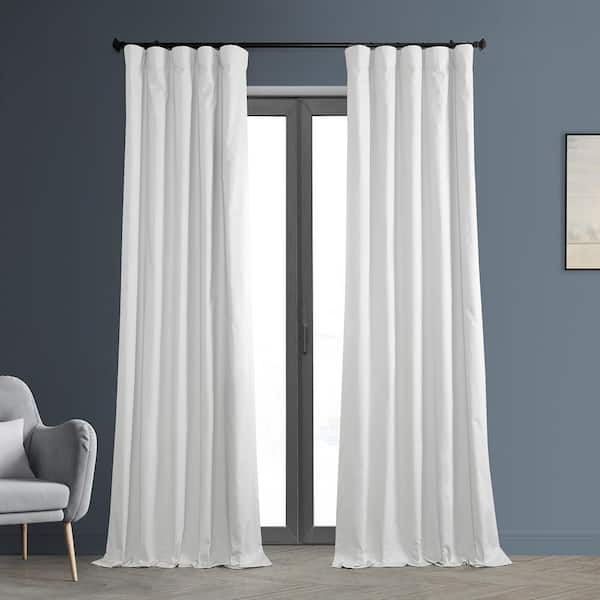 Exclusive Fabrics & Furnishings Whisper White Solid Cotton Thermal Blackout Curtain - 50 in. W x 120 in. L Rod Pocket with Back Tab Single Window Panel