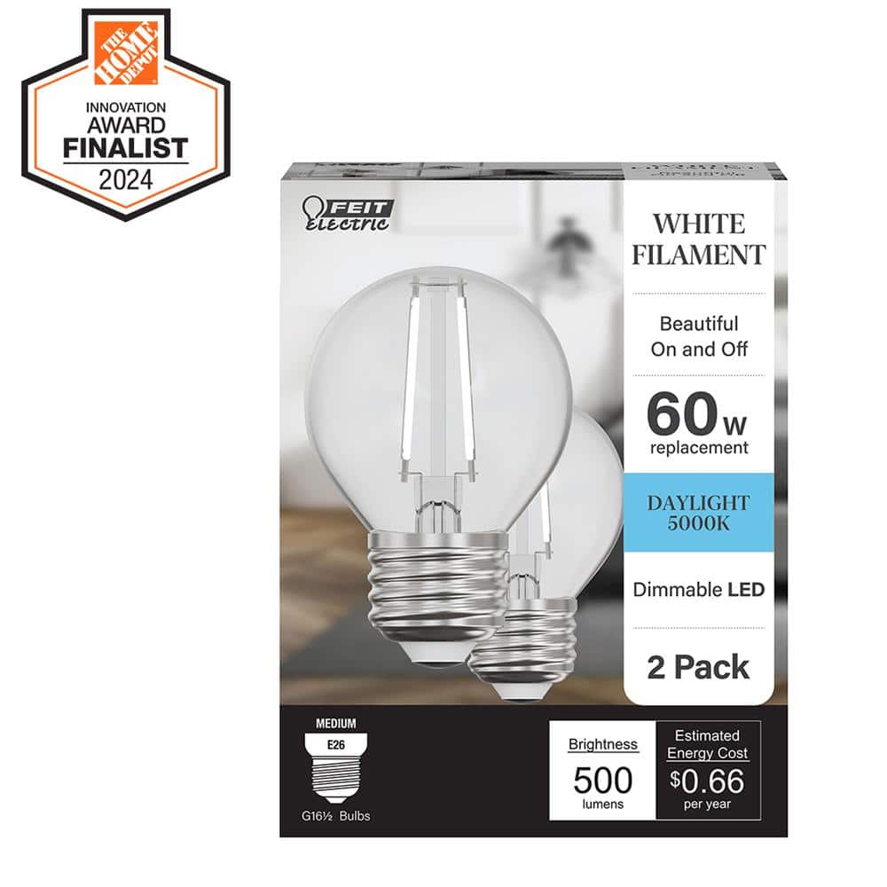 FEY Feit Electric 60-Watt Equivalent G16.5 Globe Dimmable White