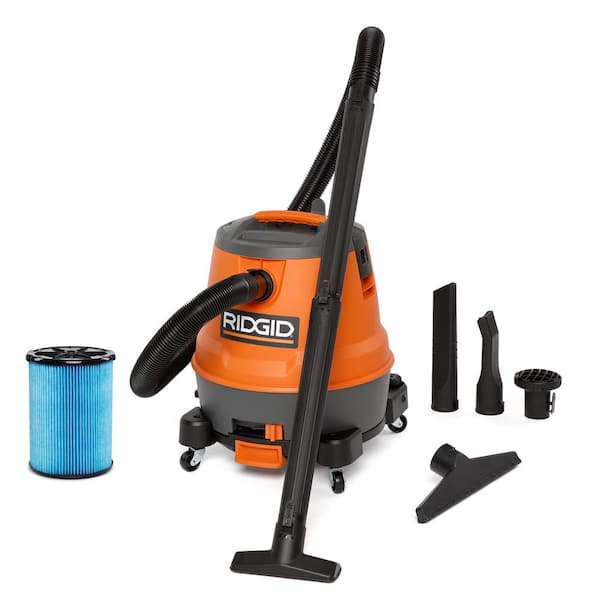RIDGID 12 Gal. 6.5 Peak HP Motor-On-Bottom Shop Vacuum Wet Dry Vac with Fine Dust Filter, Locking Hose and Attachments MOB1200