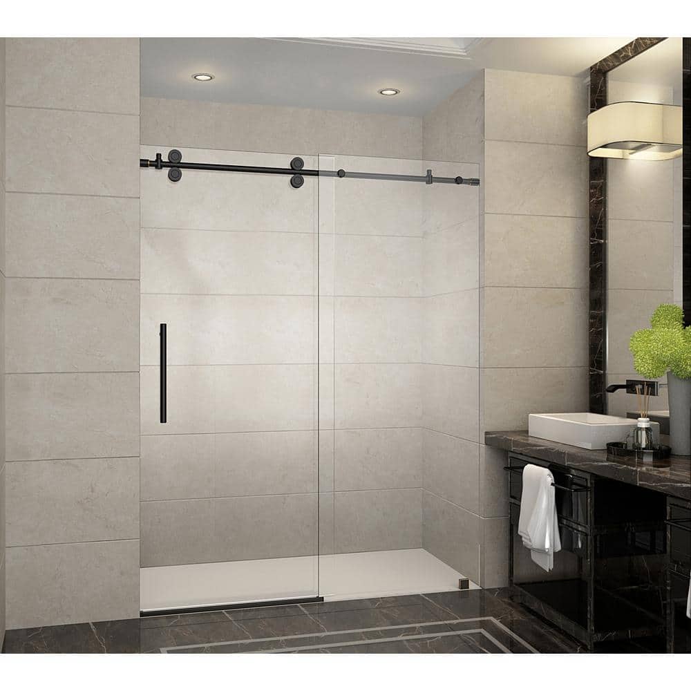 Langham 60" x 75" Frameless Sliding Shower Door in Oil Rubbed Bronze
