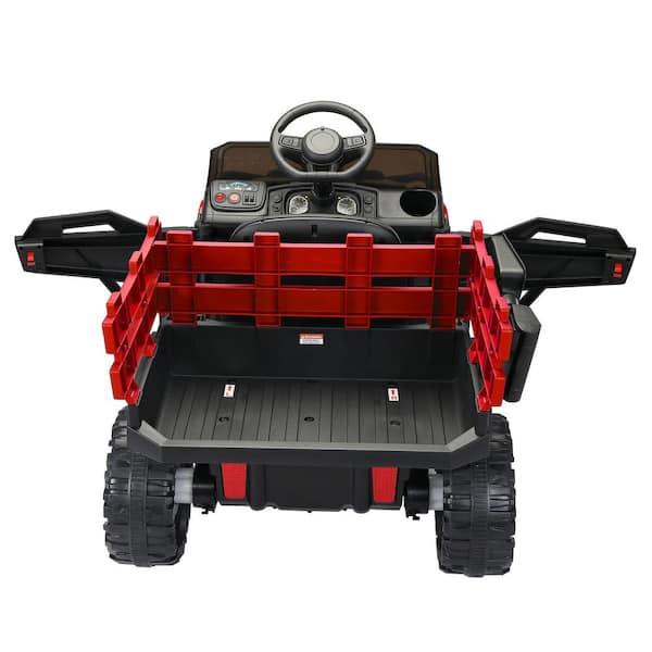 Music Great for Boys Girls Outdoor Adventure 12V Electric Remote Control Car Trailer w/Shovel Kids Ride On Tractor LED Lights & Radio Toddler Vehicle Truck 